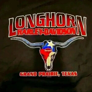 Harley Davidson men's 3xl Black T Shirt Grand Prairie TX LONGHORN HD BULL HORNS